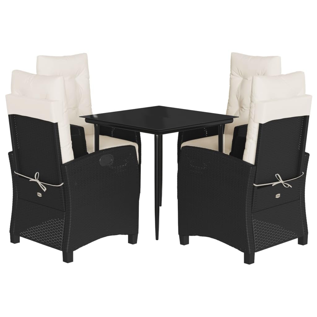 5-TLG. Garten-Essgruppe mit Kissen Outdoor MöBel Gartenlounge Outdoor Lounge MöBel Outdoor Garten Essgruppe Schwarz Poly Rattan - 3212947