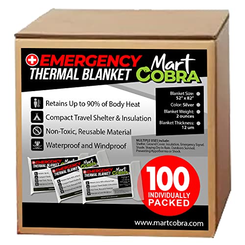 Emergency Blankets For Survival Gear And Equipment X100, Space Blanket, Mylar Blankets, Thermal Blanket, Survival Blanket, Survival Kits Emergency Kit, Emergency Supplies, Foil Blanket Camping Shelter #TOP22