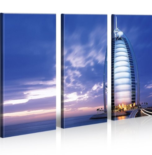 Quadro moderno Burj Al Arab Dubai Hotel de Lusso Impresión sobre lienzo – Quadro X sillones salón cocina muebles oficina casa – Fotográfica Tamaño XXL
