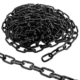 VIDETOL 4 Meter Schwarz Stahlkette Meterware, Ø 8mm Gliederkette Kohlenstoffstahl, Schaukelkette, Gliederkette Silber, Sicherheitskette zum Aufhängen von Zäunen