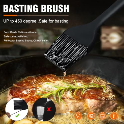 Image of Walfos 3 Size Basting Brush, 600F High Heat Resistant Silicone Pastry Brushes for BBQ, Baking, Kitchen Cooking, Desserts- BPA Free&Dishwasher Safe