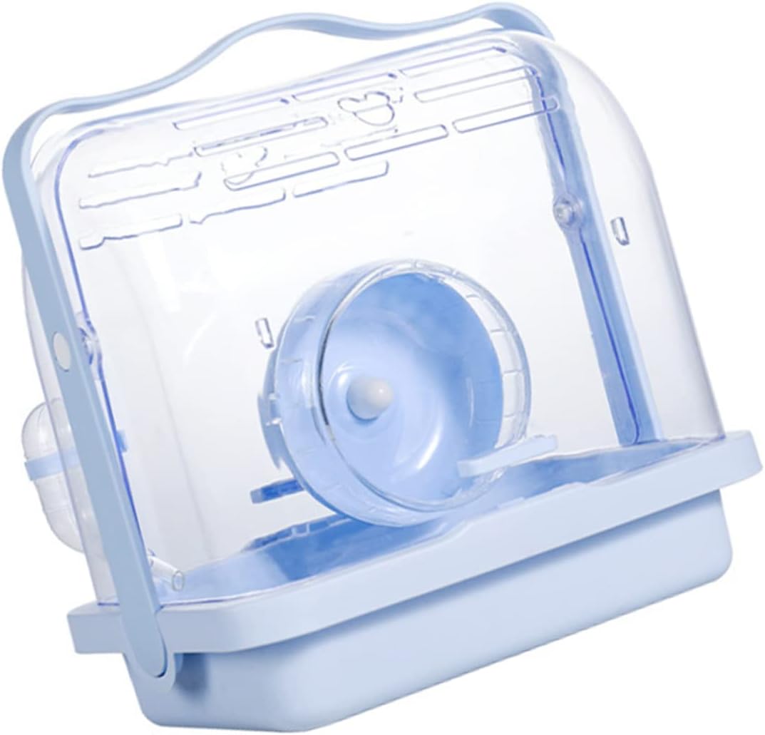 Small Pet Carrier for Hamsters Transparent Outdoor Carrying Case with Breathable Design for Travel and Camping Durable and Easy to Clean Hamster Carrier Cream Blue Color
