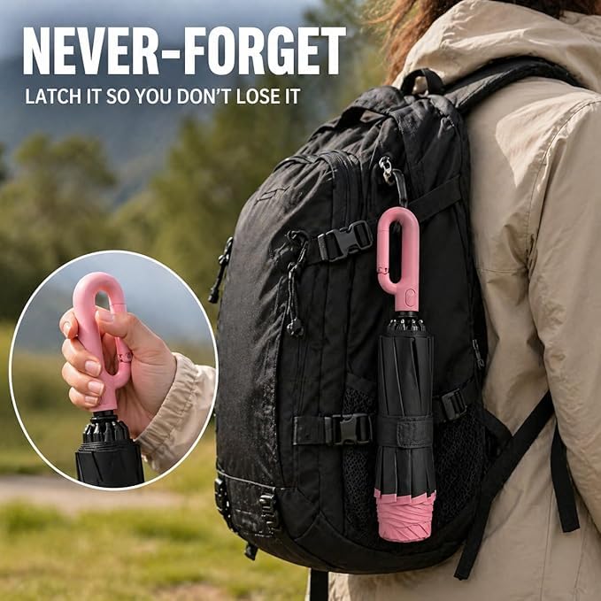 Image of Zancia UV Reversible Umbrella with Novelty Carabiner Handle, Travel-Friendly Umbrellas for Sun & Rain Protection, Windproof Compact, Automatic Open /Close,Plant Cutter for Home Garden Men and Women