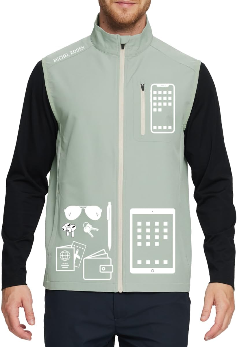 Rouen Mens Vests Outerwear Performance Lightweight Sleeveless Jacket Windproof Softshell Vests Sports Golf Vest for Men - Image 4