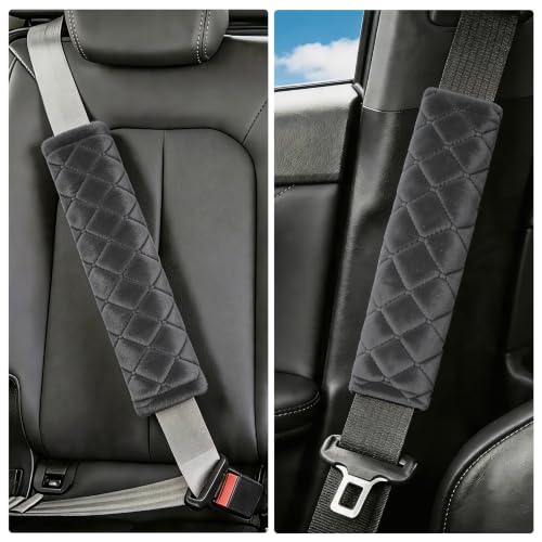 Image of Amooca Soft Auto Seat Belt Cover Seatbelt Shoulder Pad Cushions 2 PCS for a More Comfortable Driving Universal Fit for All Cars and Backpack Dark Gray