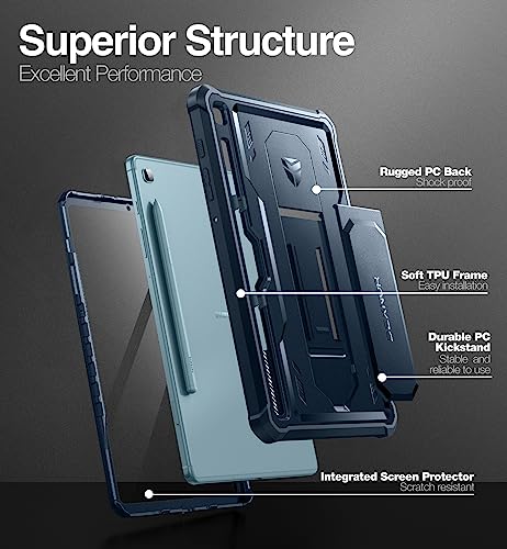 Dexnor for Samsung Galaxy Tab S6 Lite Case, [Built in Screen Protector and Kickstand] Heavy Duty Military Grade Protection Shockproof Protective Cover for Samsung Galaxy Tab S6 Lite - Navy Blue - Image 3