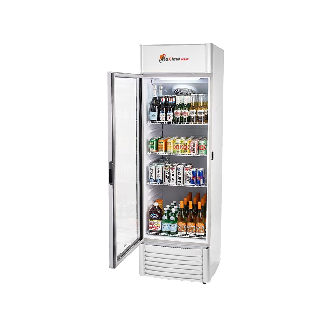 Maxima 170L DC Showcase Refrigerator, 0–10°C Cooling Range, 12/24V DC Solar Compatible Display Fridge for Shops, Cafes, Off-Grid & Mobile Use