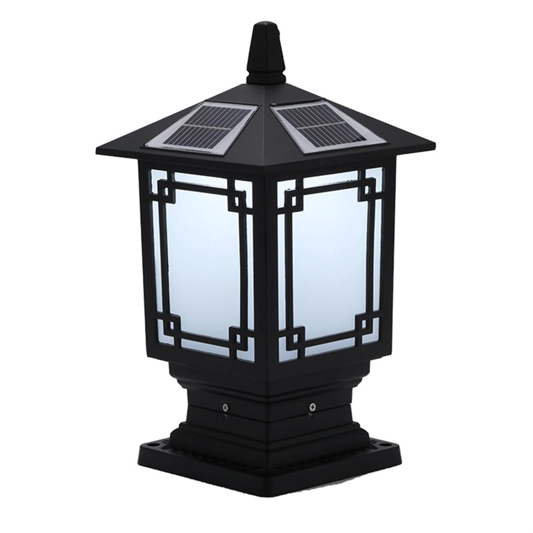 Lampa solarna LED kolumna czołowa chiński ogród solarne ogrodzenie słupek światła wodoodporna trawnik filar latarnia czarna klasyczna lampa krajobrazowa na zewnątrz ogrodzenie pokładowe willa