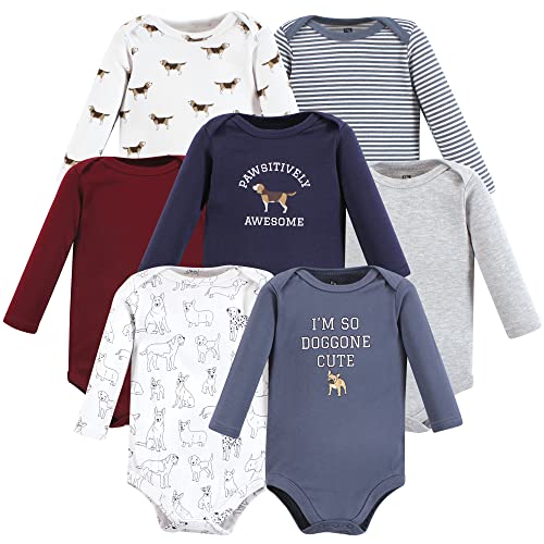 Image of Hudson Baby baby-boys Cotton Long-sleeve Bodysuits 7-pack