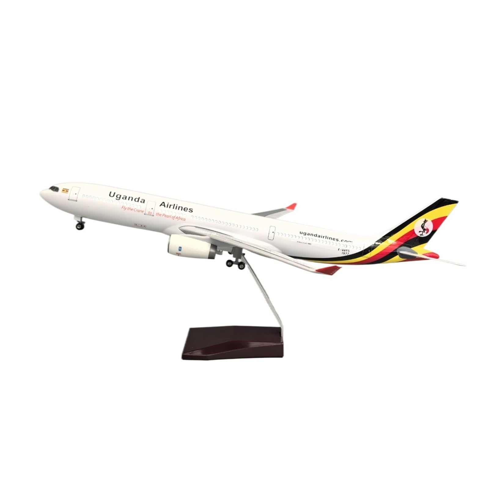 Modello Ridotto Aereo Aereo in Metallo Pressofuso da 47 Cm, Scala 1:135, Modello di Aereo Passeggeri for Uganda Airlines 330 con Ruote Aerei Modellini in Scala(No Light)