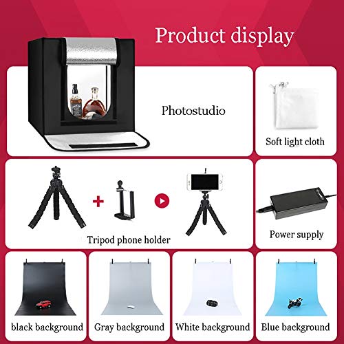 XAOBNIU Fotostudio-Kit Tragbare LED-Lichtbox Faltbare Fotostudio-Zelt-Lichtbox mit 4 Farbhintergründen (Size : 4 Light… – Bild 8