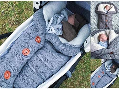 AiMoonsa Newborn Baby Swaddle Blanket, Wrap Soft Infant Sleeping Bag, Warm Cozy and Thick Newborn Infant Nursery Knitted Fleece Blanket for Baby Girl or Boy Gray
