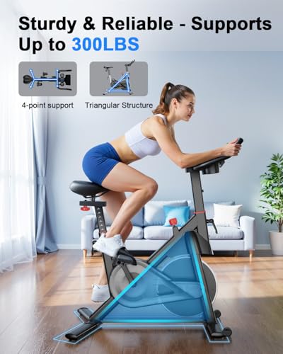 Image of SupeRun Magnetic Exercise Bike, Stationary Bike for Home, 32-Level Resistance Indoor Cycling with 300 lb Weight Capacity, Low Noise, and Fitness Courses (Fits Users 5'1 inch to 5'11 inch）