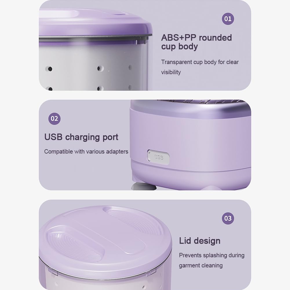 Lavatrice Piccola Mini Lavatrice Portatile con Centrifuga Lavatrice Specifica per Biancheria Intima Lavatrice Campeggio Macchina per Lavare Portatile Purple