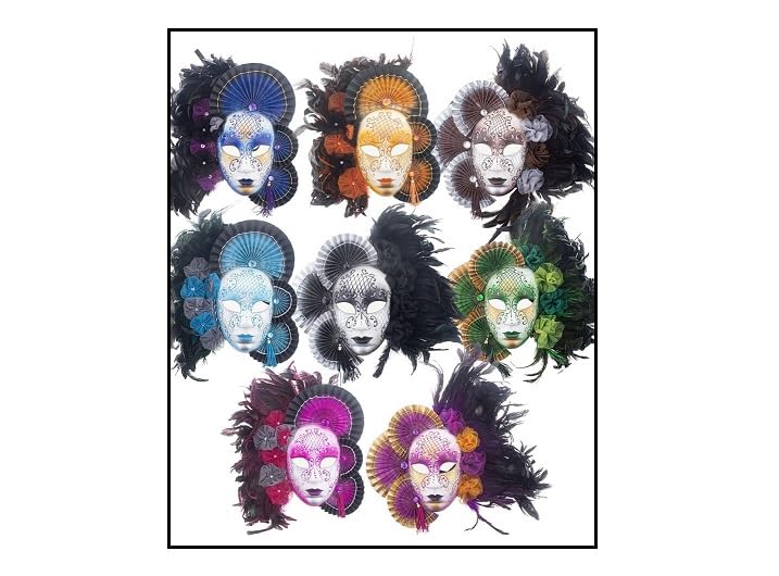 Masque décoration vénitien Luxe avec Plumes Mix