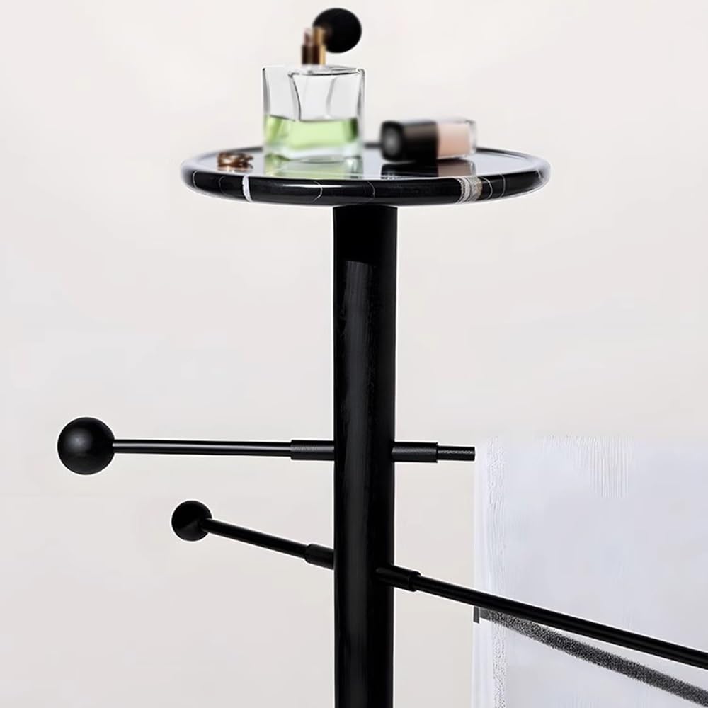 Portasciugamani Autoportante Portasciugamani Mobile in Marmo da Terra for Bagno Moderno, Staffa for Bagno, portasciugamani in Stile Semplice e di Lusso Leggero Portasciugamani da Terra(Nero)