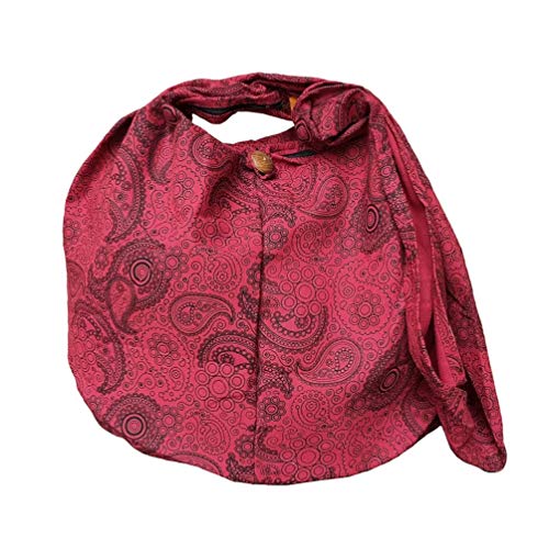 Image of BTP! Thai Cotton Hippie Hobo Sling Crossbody Bag eco Friendly Shopping bag Paisley Print Large