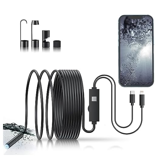 Endoscope Camera with Light - Borescope Inspection Snake Camera, 1920P HD Bore Scope with 8 Lights, Waterproof 16.4FT Semi-Rigid Cord for Pipe Inspection, Industrial Endoscope for Phones (Dual Line)