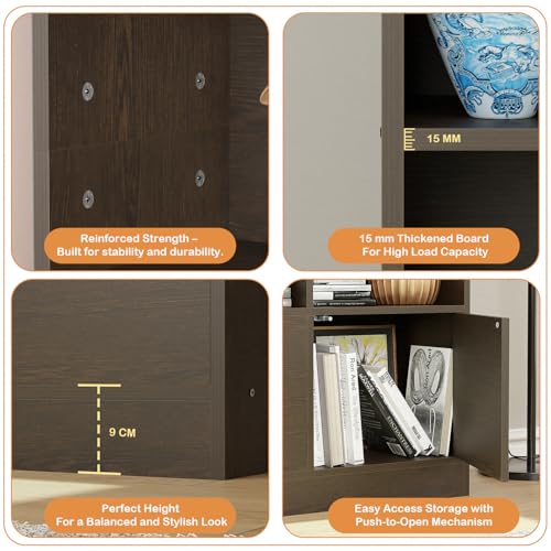 Image of Lukzer Bookshelf & Storage Organizer with Push Latch Doors Cabinet | Modern Engineered Wood Multipurpose Bookcase Display Rack for Home & Office | DIY Assembly (MR-033 /Wenge /157x80x30 cm)