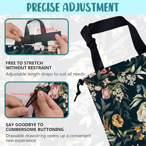 Image of Car Garbage Bag Watercolor Floral Branches Hanging Canvas Car Trash Bag Waterproof Drawstring Car Back Seat Organizer for Car Back Front Seat Console with Adjustable Buckle
