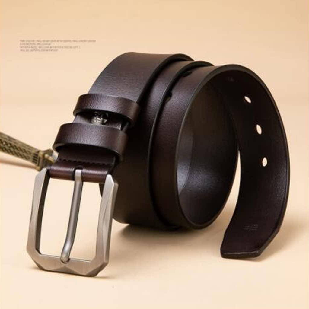 Cinturón clásico para Hombres Cinturones de Cuero Genuino 100% Hebilla de Pasador de aleación Cinturones Casuales de Longitud Ajustable para el Trabajo y los Negocios