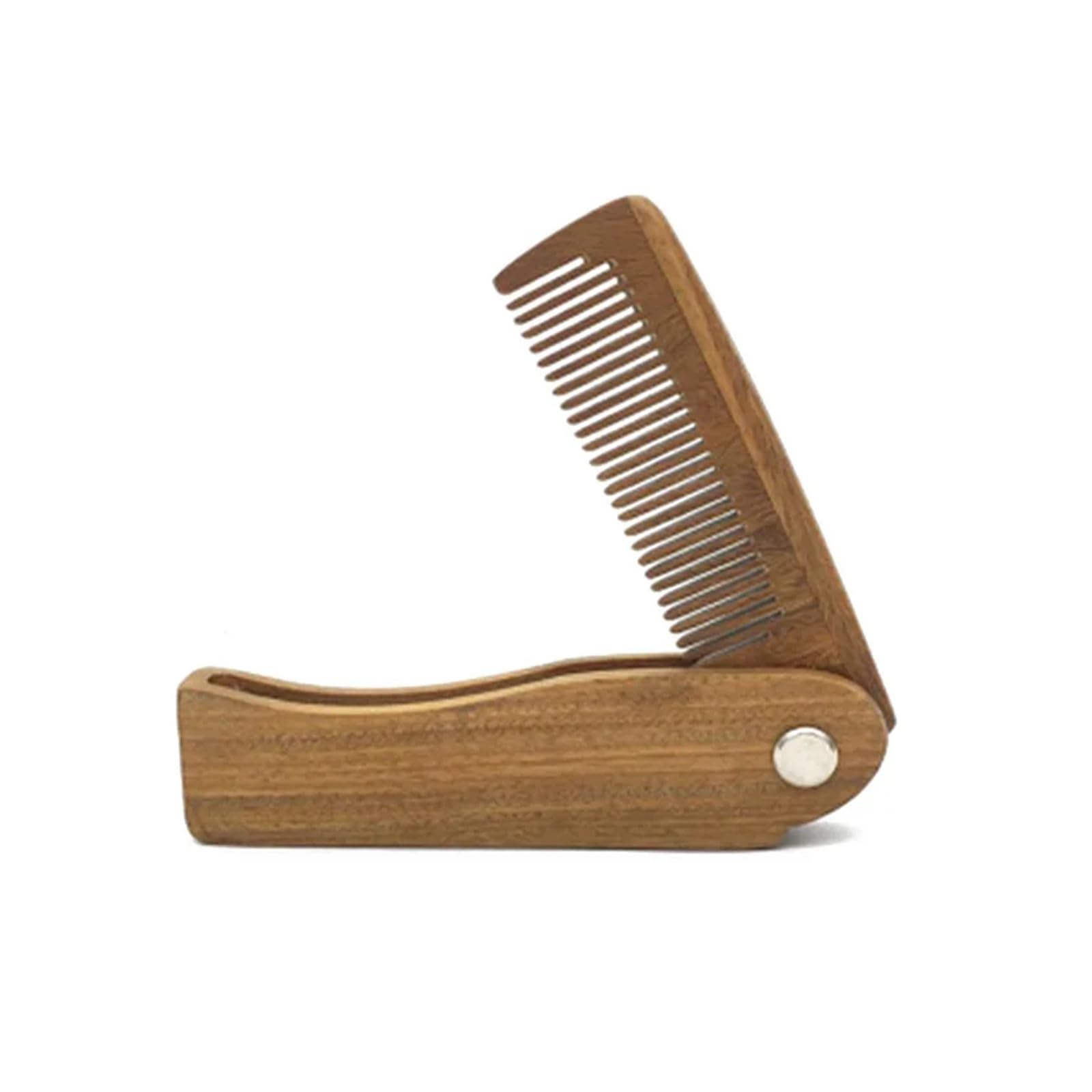 Pettine da barba pieghevole in legno di sandalo for toelettatura e styling uomo(Green Sandalwood)