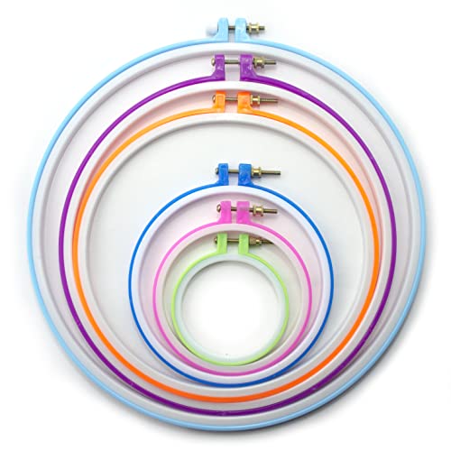 Cercles à broder colorés HAND par lot de 6 pièces de 7 à 29 cm