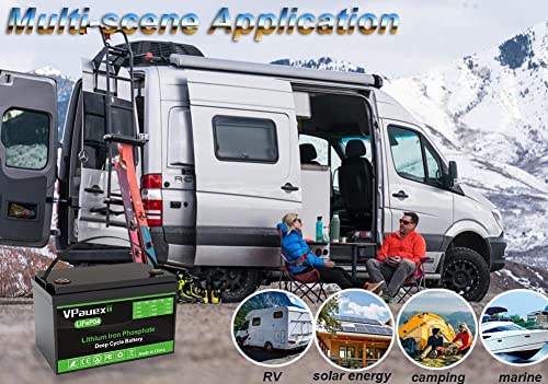 Vpauexii Lithium Battery100Ah,12V Lifepo4 Battery, With Built-In 100A Bms, 5000+ Cycles, 10-Year Lifetime, Perfect For Off-Grid, Rv, Solar, Marine, Golf Cart #TOP6