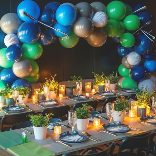Image of Blue and Green Balloon Garland Kit, Dark Green Navy Blue Balloon Arch | Jungle Theme Party Birthday Baby Shower Wedding Graduation Anniversary Decorations with Dark Green Navy Blue Balloon Garland