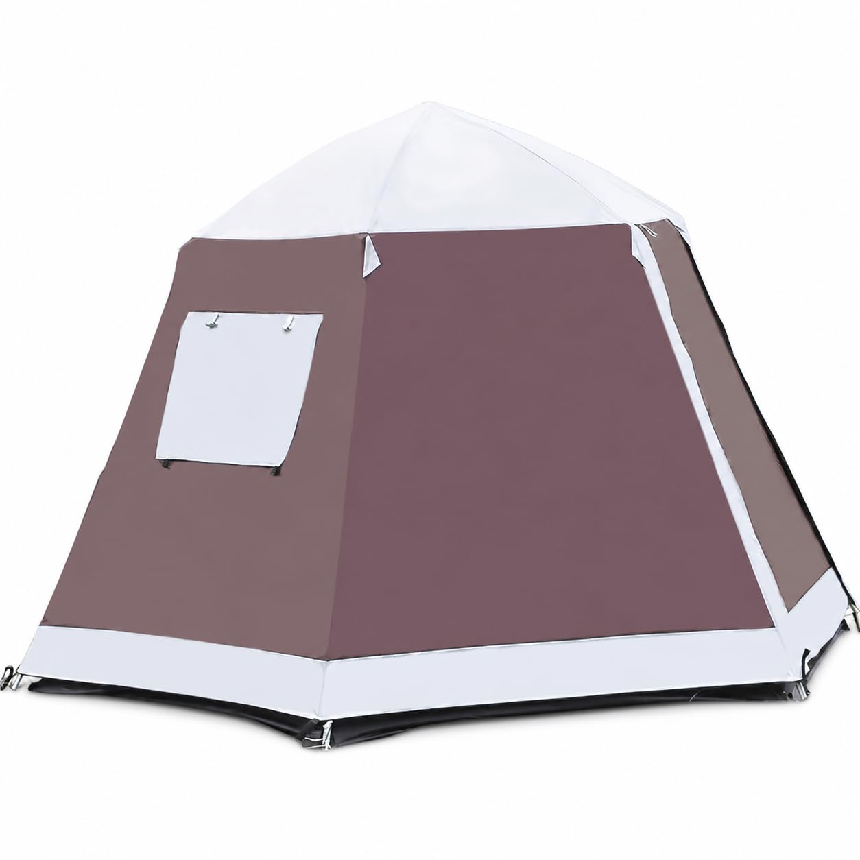 Doppelwandiges Camping Zelt aus Polyester und Oxford-Gewebe für Outdoor-Abenteuer, Kaffeebraun mit Weißgrau (Außenzelt) Doppelschicht, Doppelschichtzelt, Kaffeebraun mit Weißgrau, Braun