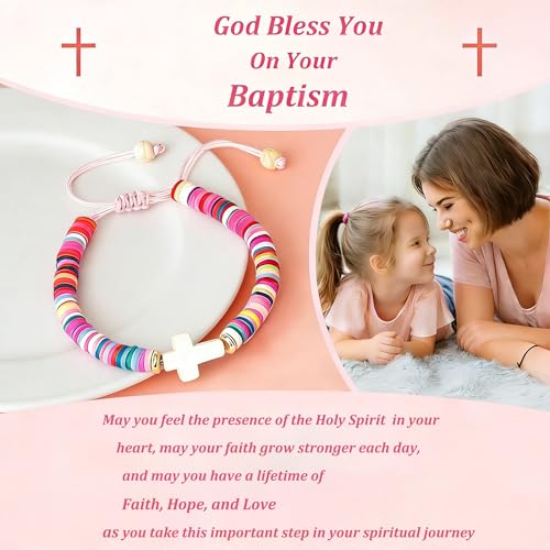 Image of Baptism Cross Bracelet for Girl Gifts, First Communion Confirmation Christening Gifts for Boys, Kids,Teenage Girls, Daughter Granddaughter Godchild Niece Sister