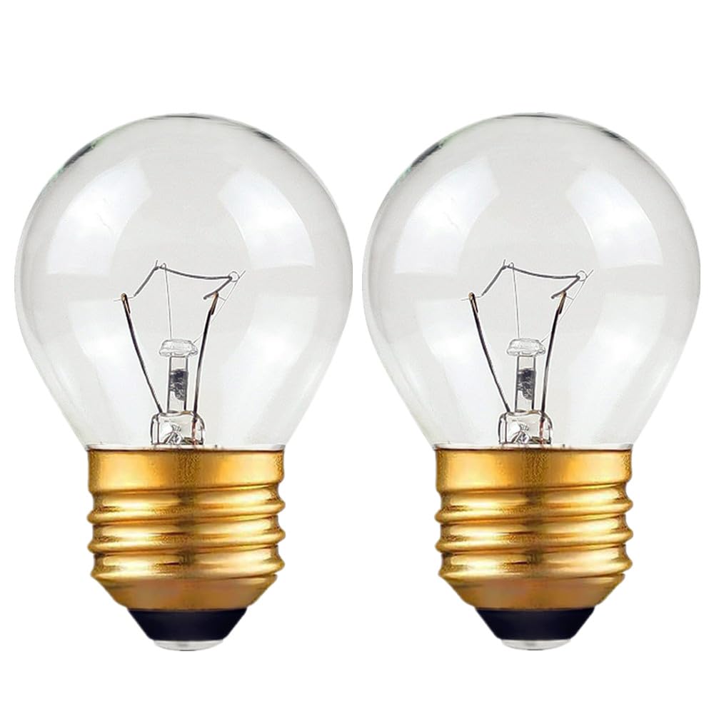 Oven Light Bulb 40 Watt Appliance Bulb, G45 Clear - High Temp 120V 415 Lumens E26 Standard Base, Light Bulbs Replacement for Oven, Refrigerator, Microwave, E26 Medium Base, 110 to 130 Volt (2pack)