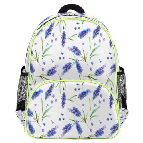 Sac à dos enfants lavande avec bretelles confortables et motif fleurs aquarelles
