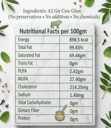 Image of Swarna Bindu A2 Gir Cow Ghee | Bilona Vedic Method | Pure Desi A2 Ghee from Gir Cows | Handmade | Lactose Free | Rich Aroma Nutrition | 500ml Pack of 1