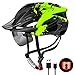 RaMokey Casco de bicicleta para adultos con luz, casco de bicicleta, casco urbano para bicicleta para hombres y mujeres con visera de protección magnética desmontable, casco de bicicleta con 18