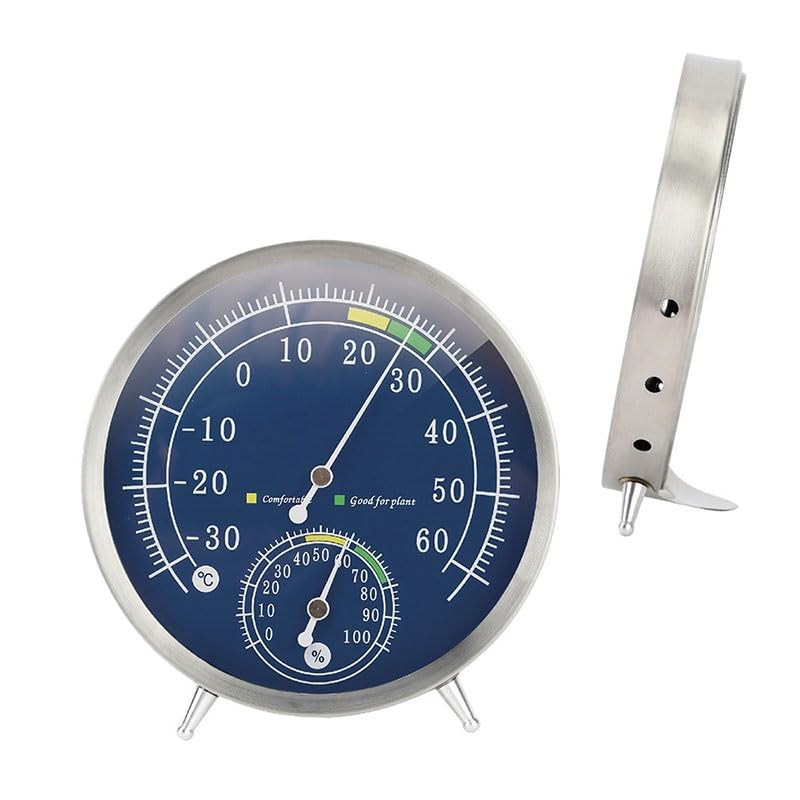 Metal Stainless Steel Casing Wall-Mounted Temperature Humidity Meter Mechanical Hygrometer