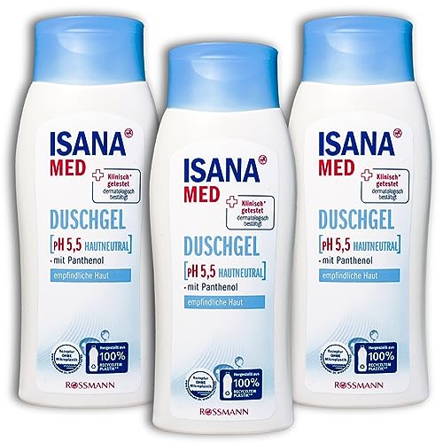 Gel de ducha ISANA Med, 3 unidades, PH5, neutro, 3 x 250 ml