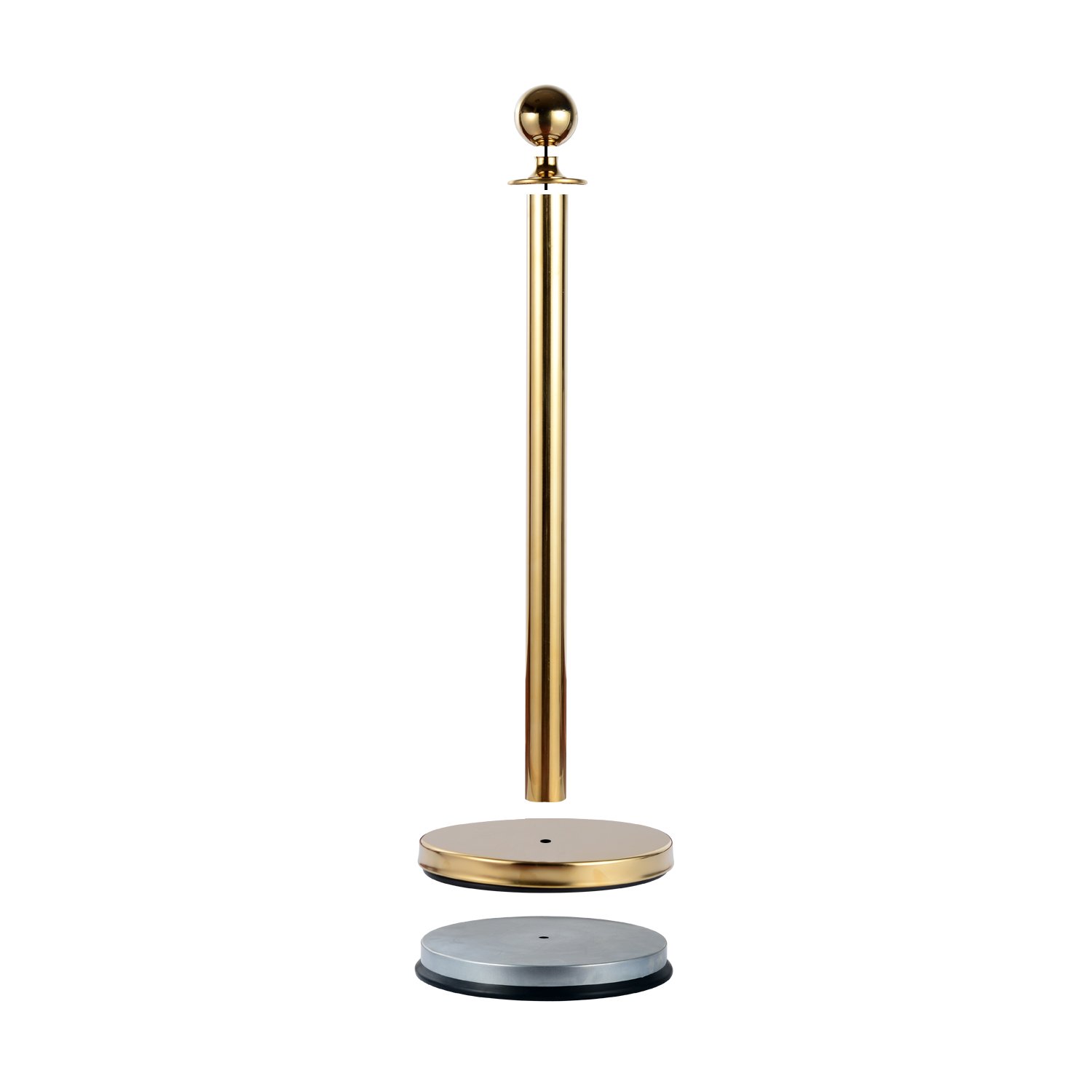 HOMCOM Catenaria Acero Inoxidable Cordón Rojo 2 Piezas Ф32xH95CM Dorado