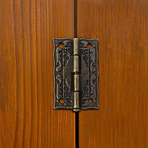 QWORK 4 Sets Antike Dekorative Haspe, Retro Haspen Riegel, dekorativer Holzschmuck, Vintage Scharnier mit 8 Scharnieren und 56 Schrauben