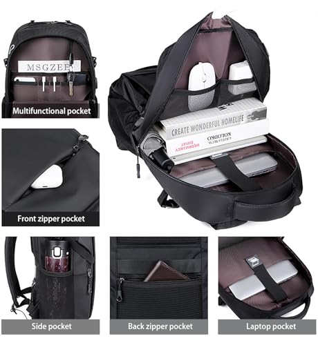 15.6" Laptop Backpack‌,Earphone Jack & USB Port Design,Business Carry-on Bag,35L Capacity Suitcase,Travel Weekender Luggage Daypack,Lightweight Durable Multi-pocket Waterproof Backpack (Gray)2