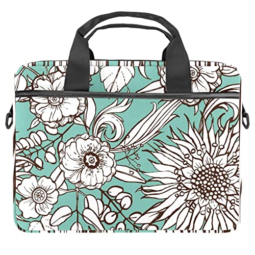 Housse ordinateur portable 13-14.5 pouces bandoulière finitions fleurs