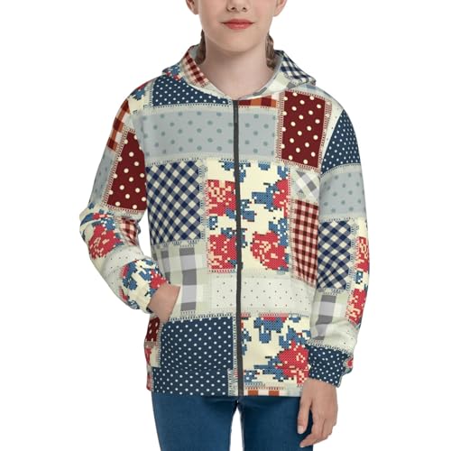 Patchwork In Country Style Kids Pullover Hoodies Boys Zip Up Sweatshirts Girls Athletic Clothes with Pocket3