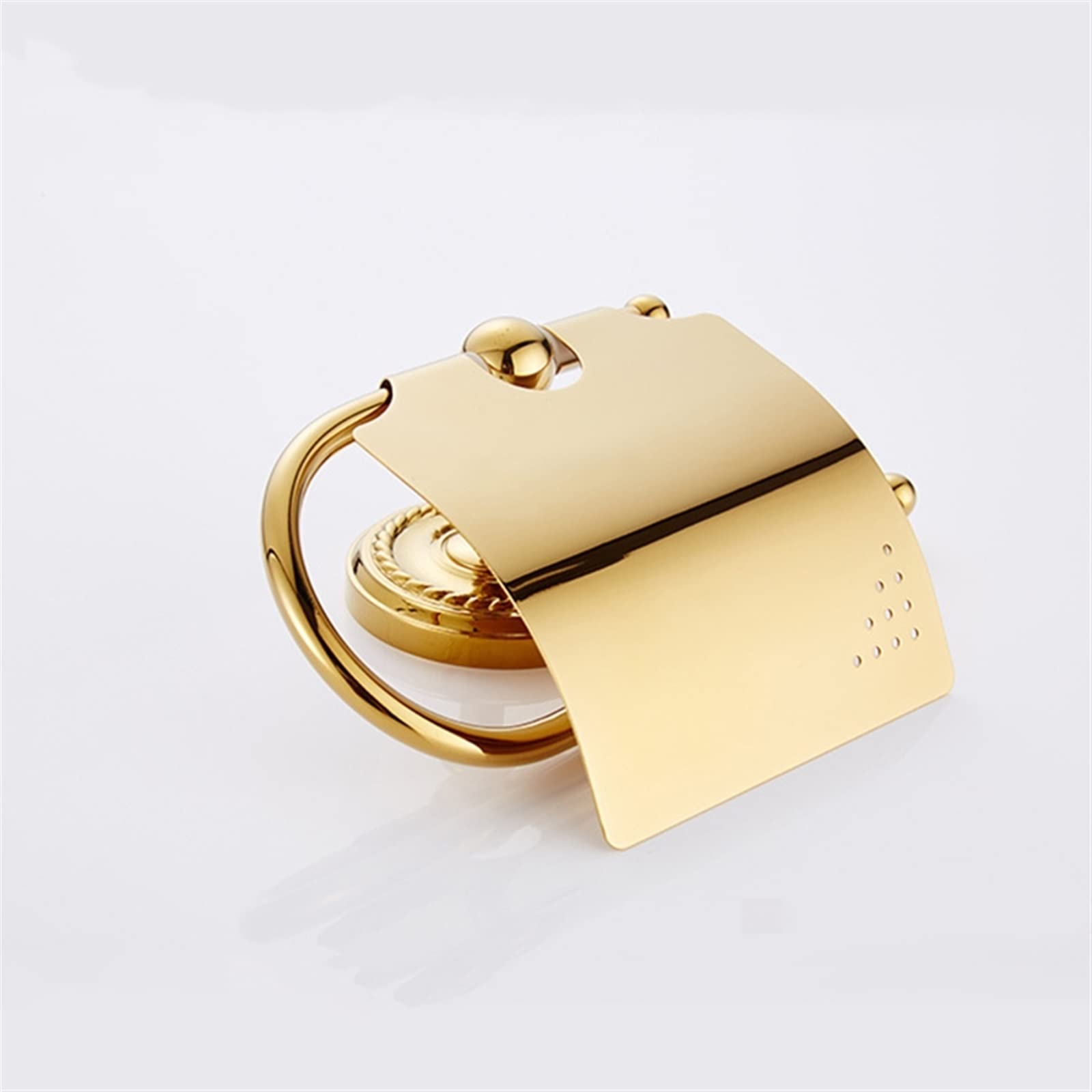 BIVOO Kreativer europäischer Stil Badezimmer Toilettenpapierbox Wasserdichter Papierhandtuchhalter Messing Golden/Roségold Toilettenpapierhalter (Color : Gold)