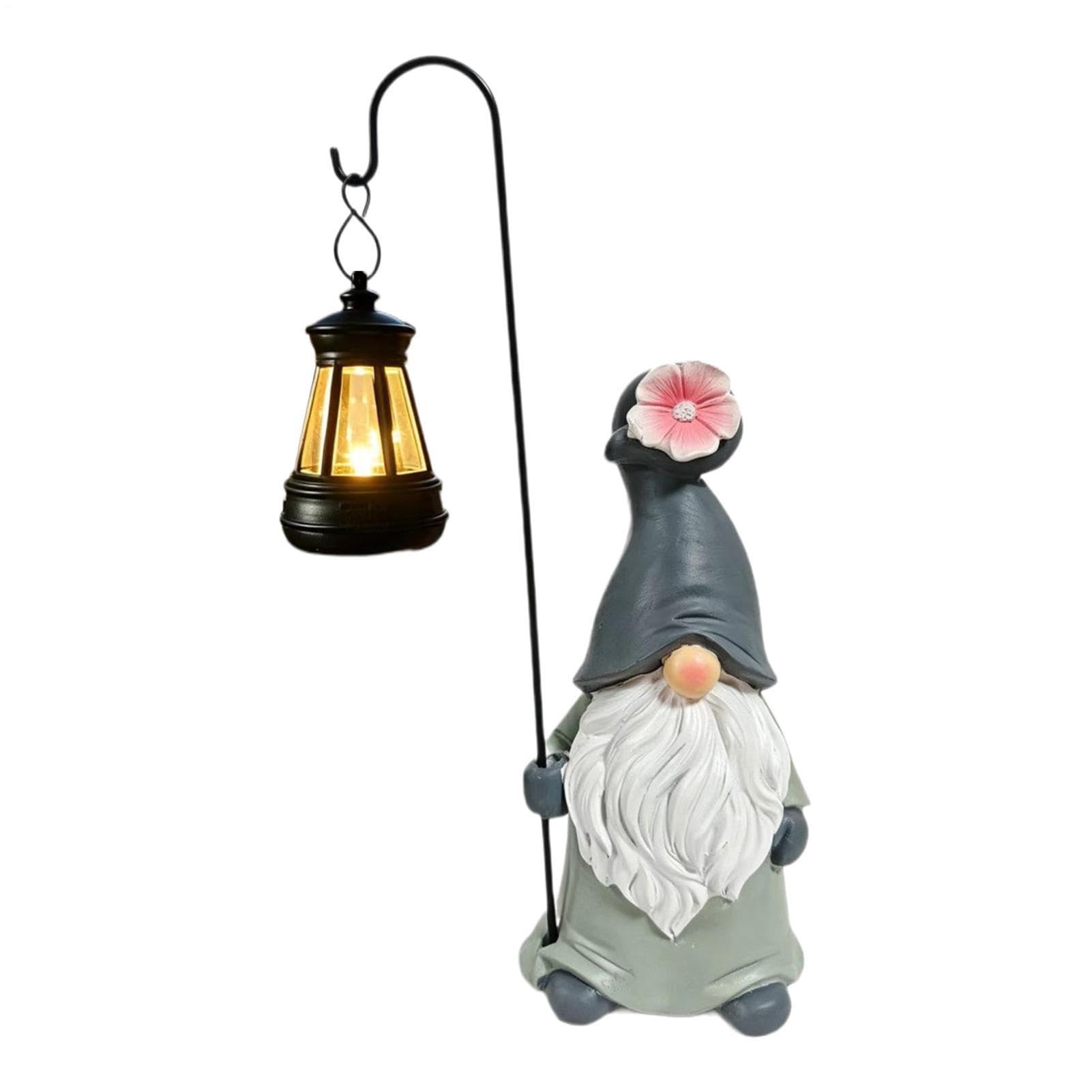 Solare Scultura Divertente in Resina Impermeabile con Lanterna