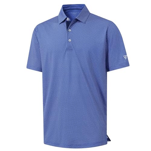 Image of M MAELREG Mens Golf Shirt Short Sleeve Dry Fit Print Moisture Wicking Performance Patterns Collared Polo Shirt