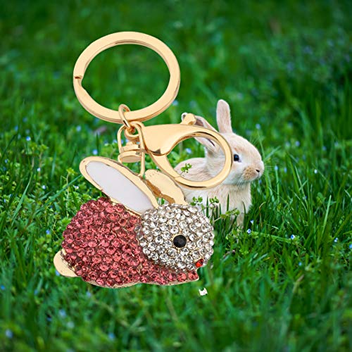 Bekech Bunny Keychain Cute Crystal Rhinestone Rabbit Keychain Bag Charms Pendant Purse Pendant Car Handbag Keyring For Women (Pink) #TOP5