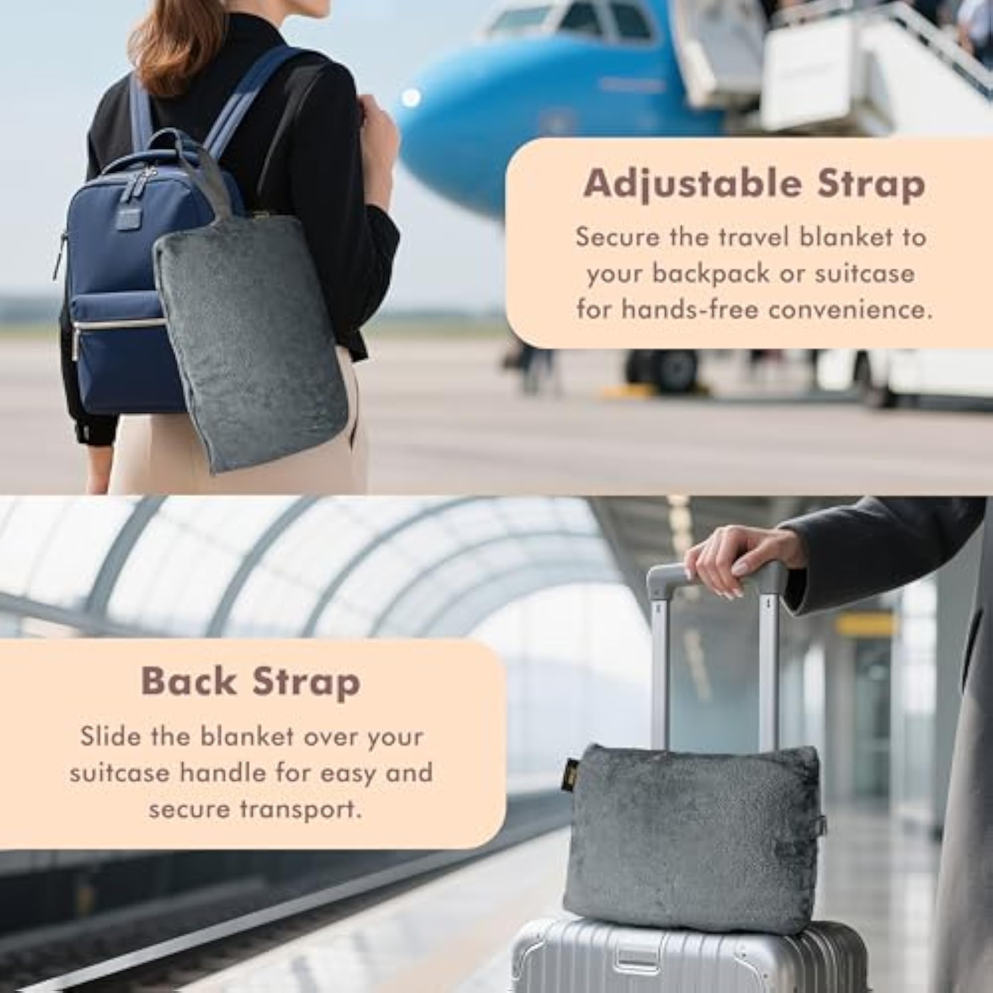 Travel Portable Blanket with Feet Pocket