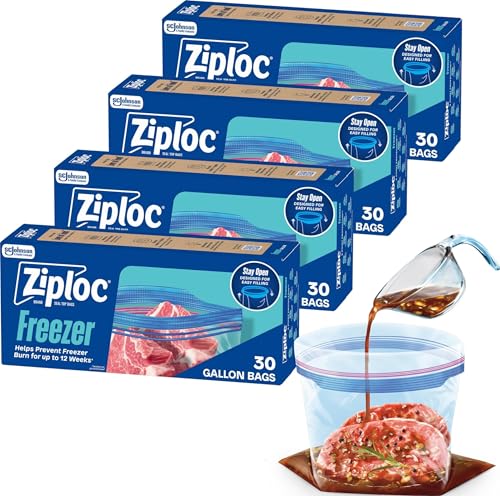 Ziploc Gallon Freezer Bags, Food Storage, 120 Total Bags (30 Count, 4-Pack) - image 1