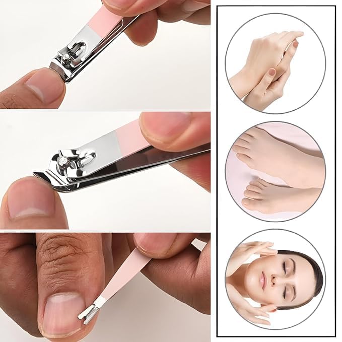 Image of Manicure Kit, Nail Cutter Kit Set - Stainless Steel Nail Clippers Set for Fingernails & Toenails - Sharp Grooming Tools for Men & Women - Compact Travel-Friendly Manicure Pedicure Set (pink 14 in 1)