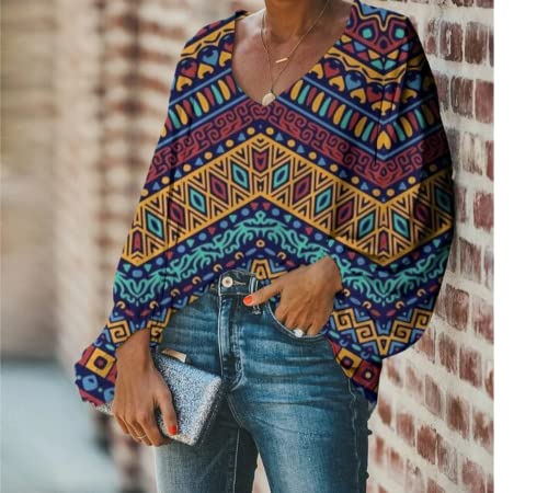 Chiffon Blouse - Tribal Print Pattern (Lg) #TOP1